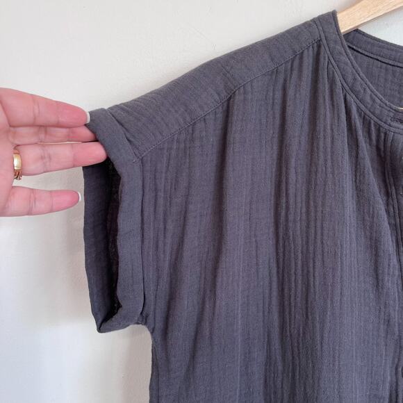 Faherty Dream Cotton Gauze Desmond Blouse Women Shirt Small Gray Organic Cotton - Picture 5 of 8